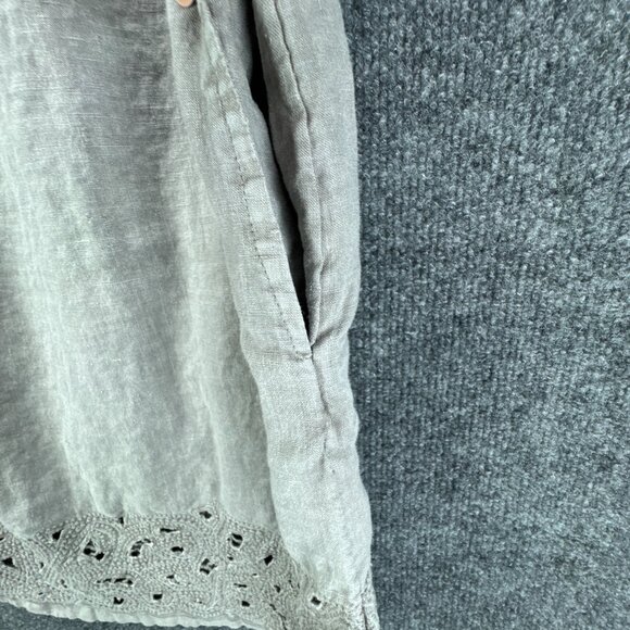Artisan NY Dress Womens Small Gray Linen Sleeveless Lagenlook Eyelet Boho Casual - Picture 4 of 14